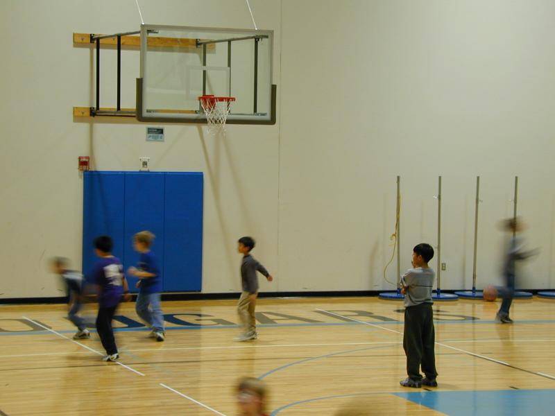 Carl and others shooting baskets